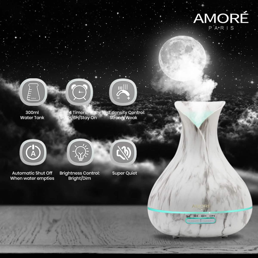 Diffuseur d'arômes ultrasonique 300 ml en marbre blanc
