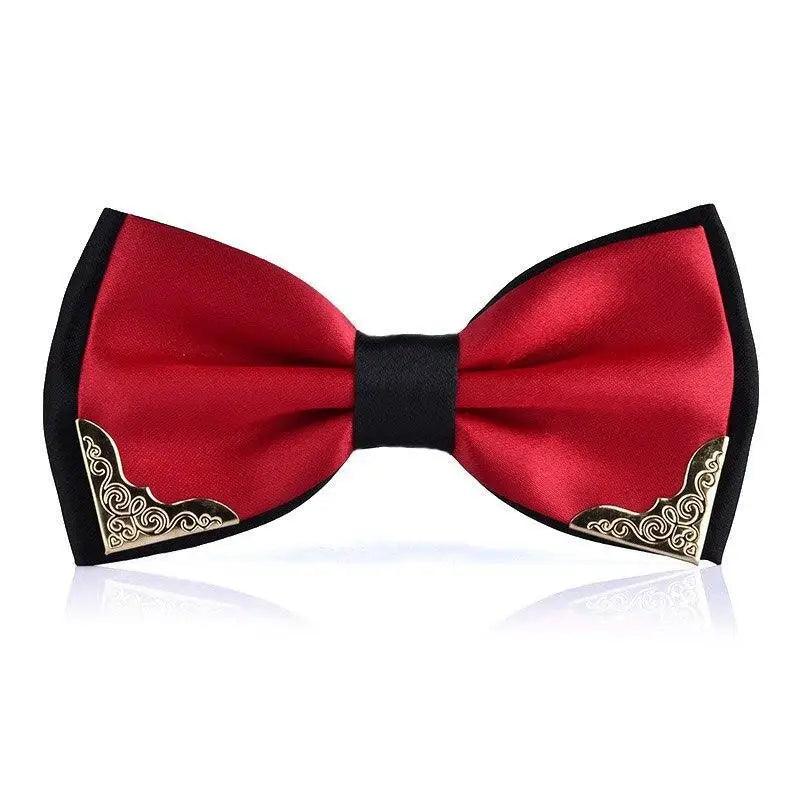 Nœud Papillon Élégant en Polyester Blanc pour Homme avec Coins Métalliques, pour Mariage et Fête