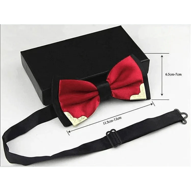Nœud Papillon Élégant en Polyester Blanc pour Homme avec Coins Métalliques, pour Mariage et Fête