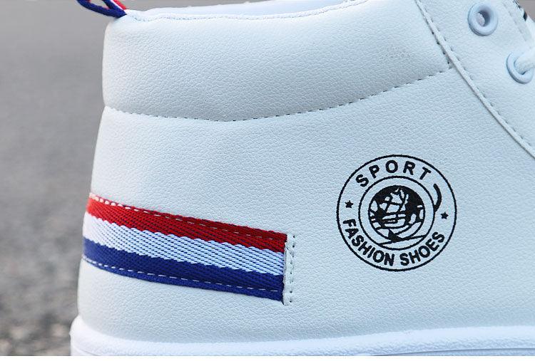 Baskets montantes en cuir confortables pour hommes, chaussures d'hiver en peluche blanches, style tendance, chaussures décontractées, baskets mode, chaussures de marche respirantes et confortables pour hommes