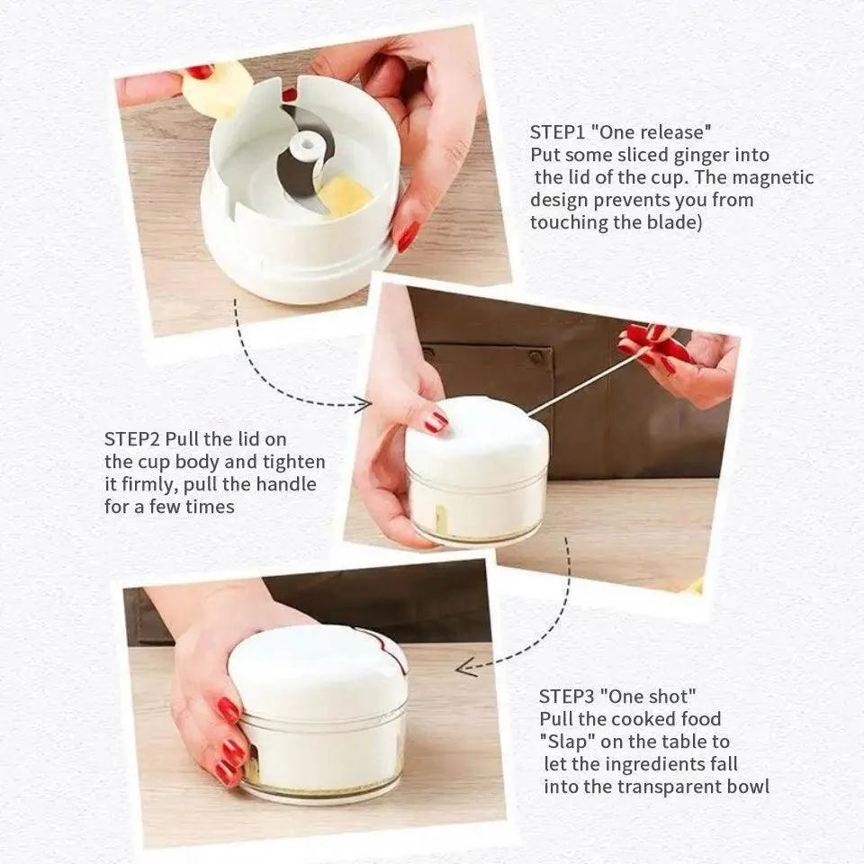 Mini ustensile de cuisine blanc multifonctionnel Hachoir manuel à légumes Gadgets de cuisine Presse-purée
