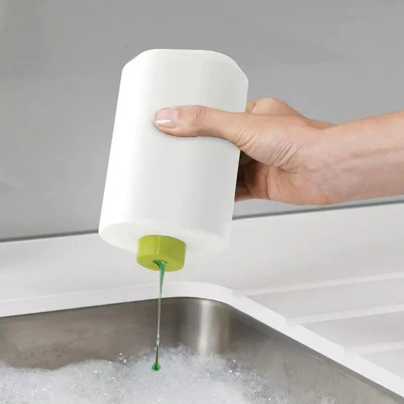 Distributeur de Savon Intelligent Blanc Accessoires de Salle de Bain Distributeur de Savon Liquide Boîte de Rangement Simple avec Réservoir 3 EN 1 Éponge de Nettoyage Support de Brosse Pompe à Savon Gadgets de Cuisine