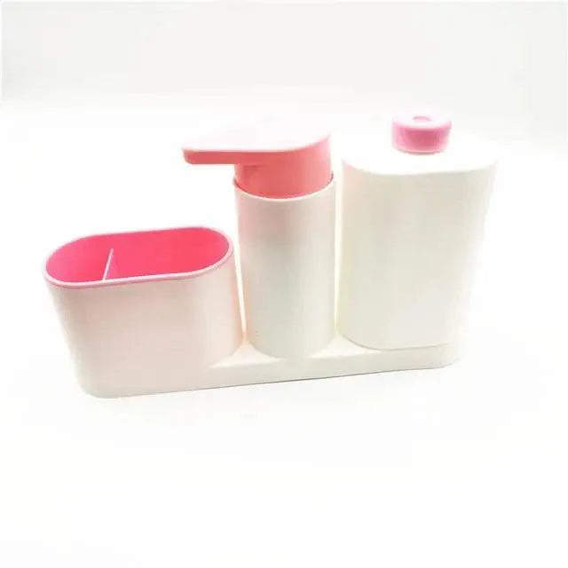 Distributeur de Savon Intelligent Blanc Accessoires de Salle de Bain Distributeur de Savon Liquide Boîte de Rangement Simple avec Réservoir 3 EN 1 Éponge de Nettoyage Support de Brosse Pompe à Savon Gadgets de Cuisine