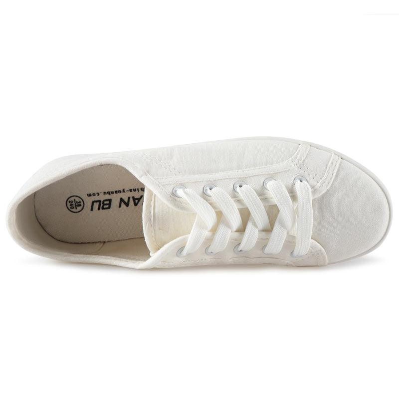 Baskets Blanches d'Été pour Femmes Chaussures en Cuir Blanc et Toile Baskets Tenis Classiques Décontractées en Coton à Enfiler Toile Confortables Chaussures Plates de Marche