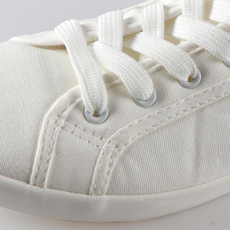 Baskets Blanches d'Été pour Femmes Chaussures en Cuir Blanc et Toile Baskets Tenis Classiques Décontractées en Coton à Enfiler Toile Confortables Chaussures Plates de Marche