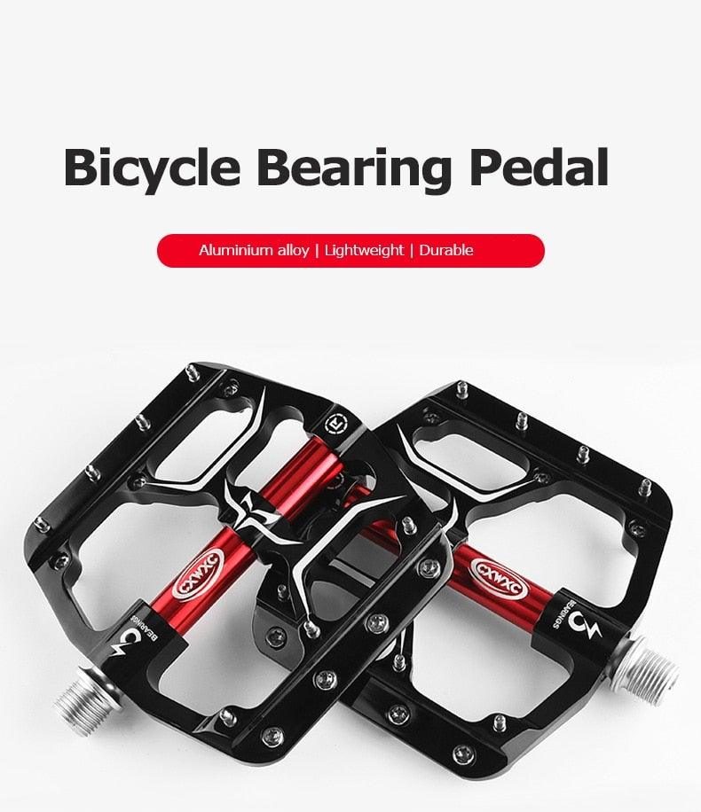 Pédales de vélo de route plates et larges pour VTT, 3 roulements étanches 9/16 po en aluminium avec cales antidérapantes amovibles, pédales plates de VTT en alliage d'aluminium antidérapantes avec 3 roulements pour vélo de route