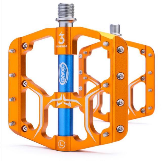Pédales de vélo de route plates et larges pour VTT, 3 roulements étanches 9/16 po en aluminium avec cales antidérapantes amovibles, pédales plates de VTT en alliage d'aluminium antidérapantes avec 3 roulements pour vélo de route