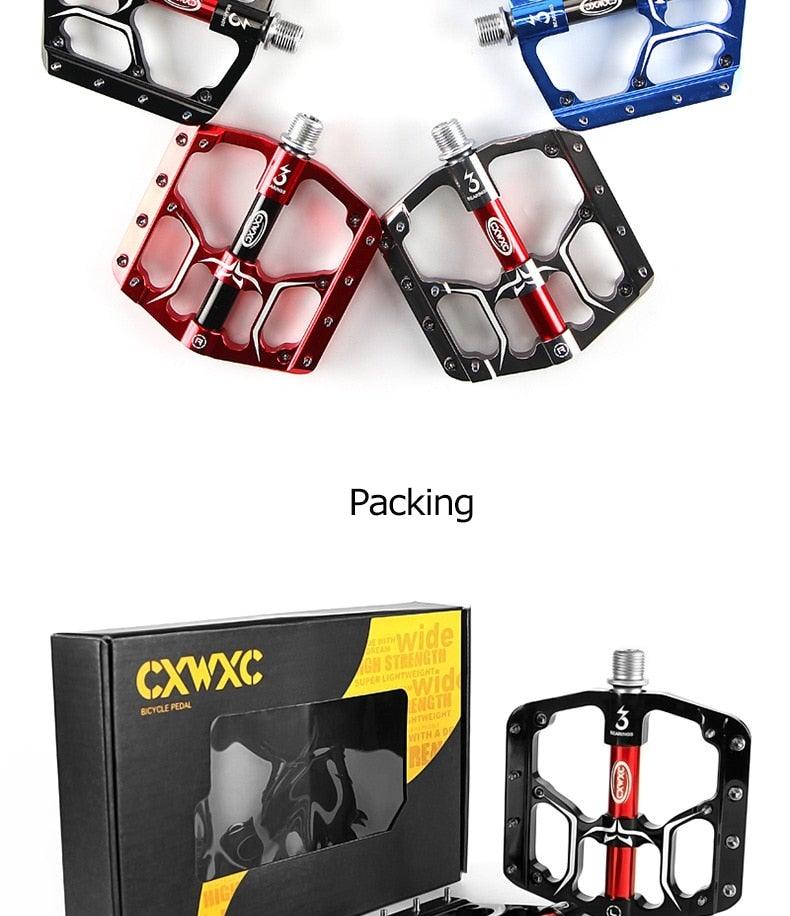 Pédales de vélo de route plates et larges pour VTT, 3 roulements étanches 9/16 po en aluminium avec cales antidérapantes amovibles, pédales plates de VTT en alliage d'aluminium antidérapantes avec 3 roulements pour vélo de route