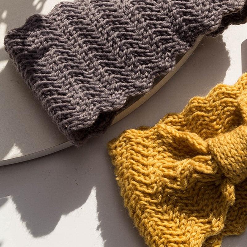 Bandeaux en Tricot Large Nœuds Hiver Femme Turban Accessoires Cheveux Filles Doux Tricot Hiver Bandeaux Magnifiques Accessoires Cheveux Femme
