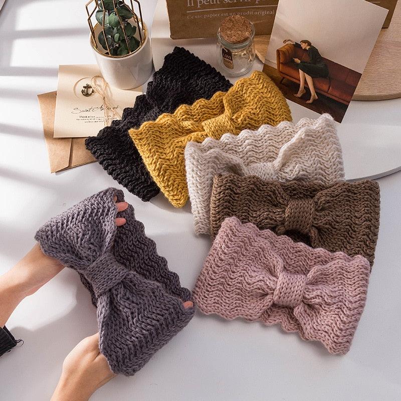 Bandeaux en Tricot Large Nœuds Hiver Femme Turban Accessoires Cheveux Filles Doux Tricot Hiver Bandeaux Magnifiques Accessoires Cheveux Femme
