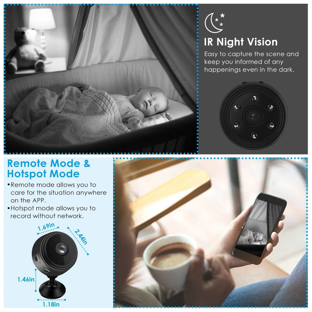 Caméra de sécurité domestique IP WIFI 1080P Full HD avec carte MMC de 32 Go