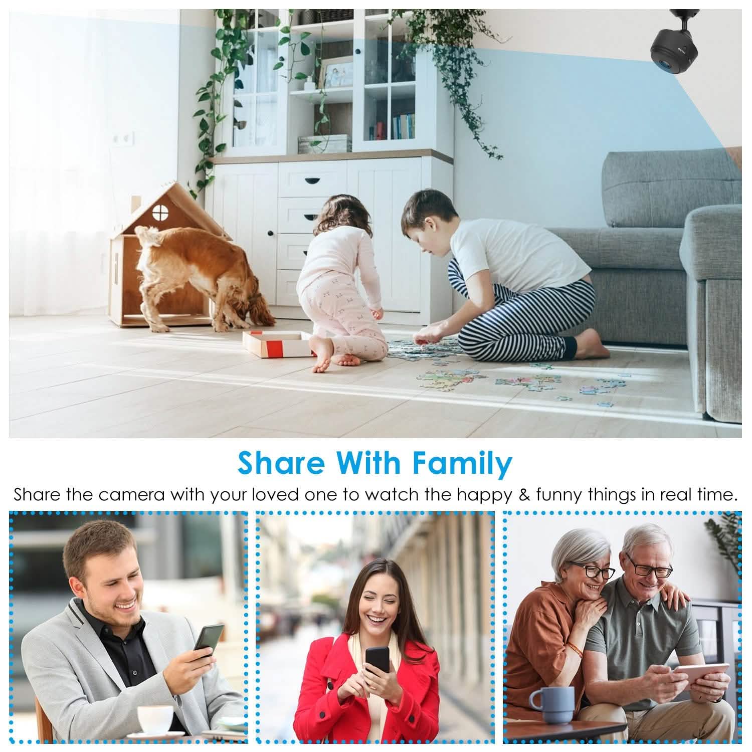 Caméra de sécurité domestique IP WIFI 1080P Full HD avec carte MMC de 32 Go