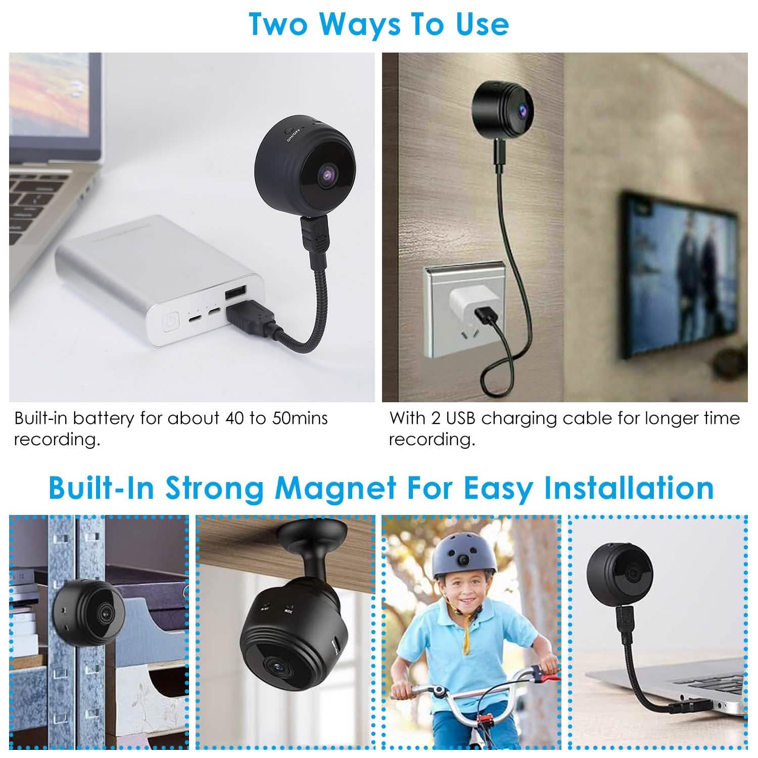 Caméra de sécurité domestique IP WIFI 1080P Full HD avec carte MMC de 32 Go