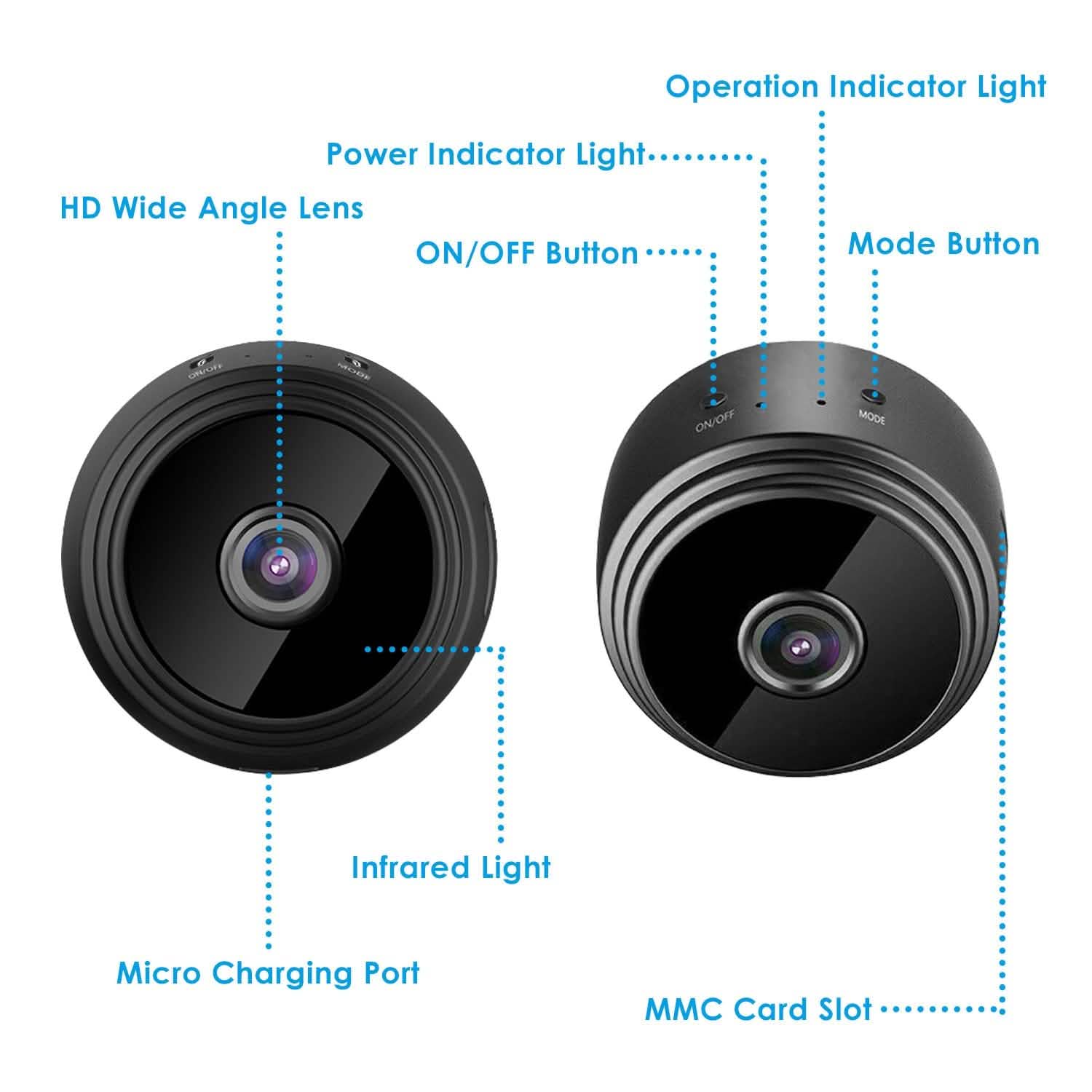 Caméra de sécurité domestique IP WIFI 1080P Full HD avec carte MMC de 32 Go