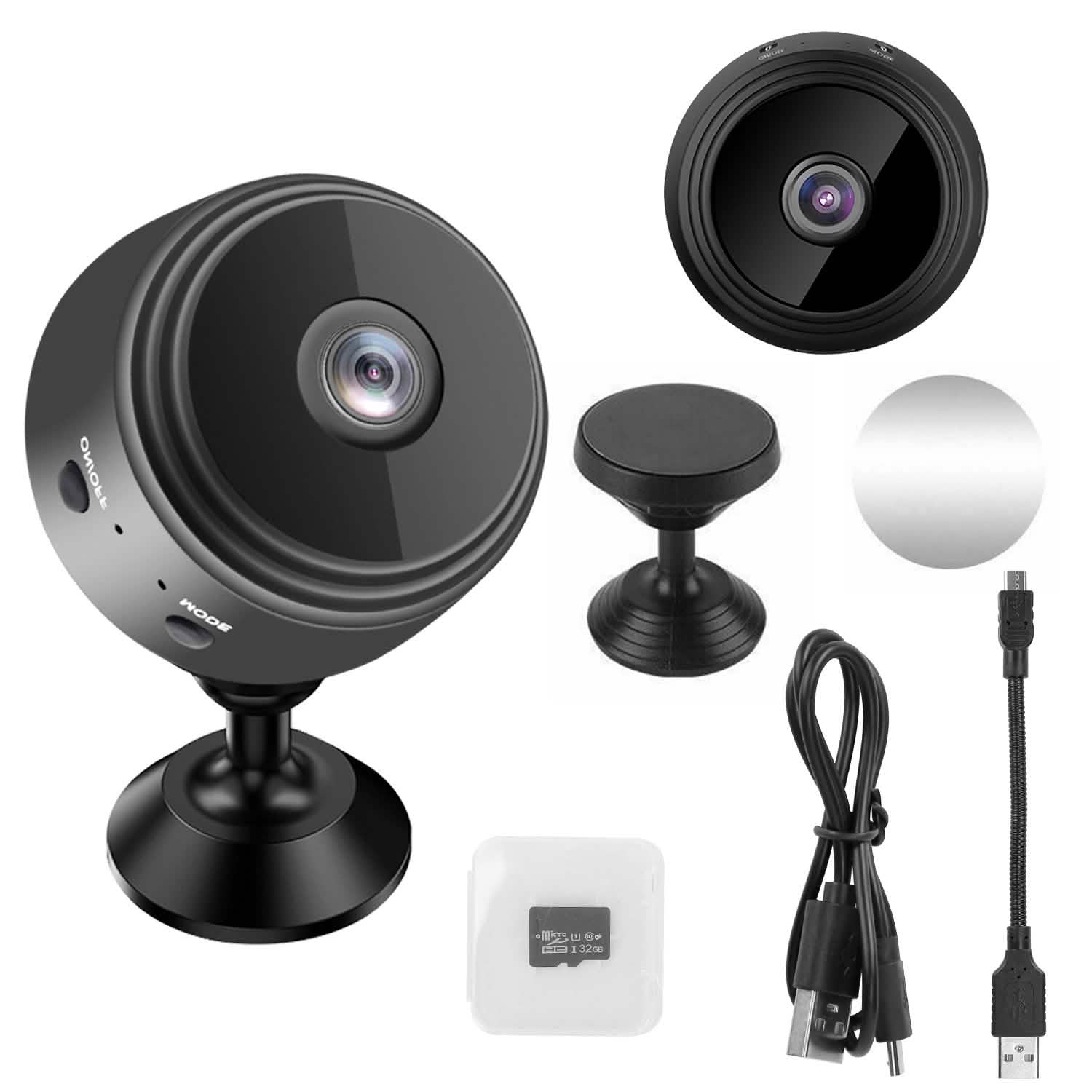 Caméra de sécurité domestique IP WIFI 1080P Full HD avec carte MMC de 32 Go