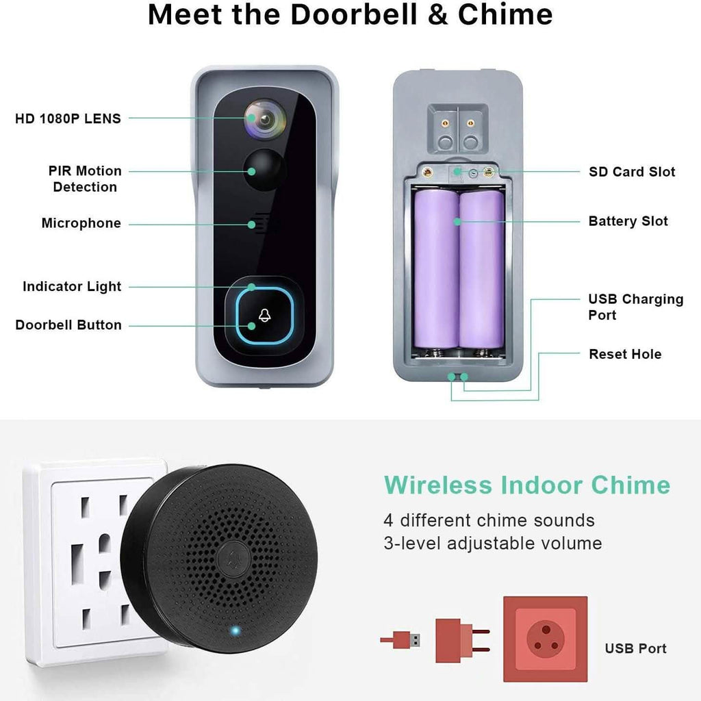 Caméra de sonnette vidéo WiFi avec carillon