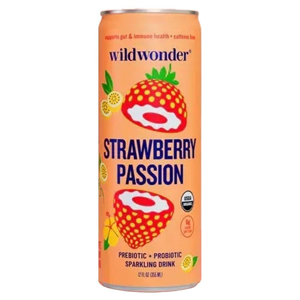 Wildwonder - Boisson pétillante biologique aux prébiotiques et probiotiques « Fraise Passion » (355 ml)