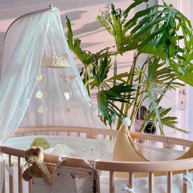 Carillon Éolien avec Pendentif en Bois Décoration de Chambre d'Enfant Ornements Muraux Nuages et Étoiles Pendentif Apaisant Jouet Décoration de Crèche Cadeau pour Nouveaux-nés Garçons et Filles