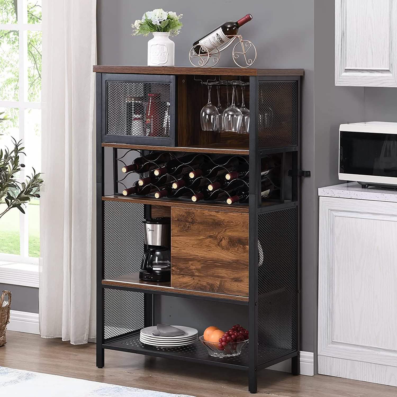 Meuble bar à vin pour spiritueux et verres