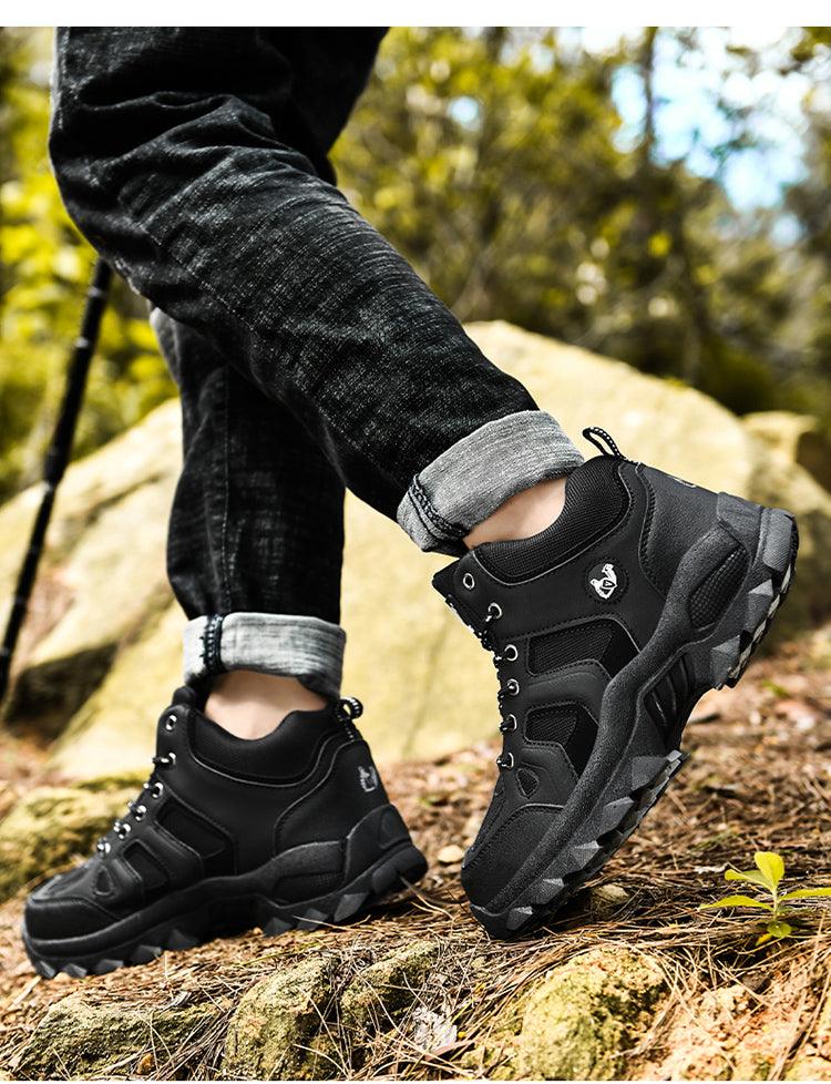 Bottes d'hiver pour hommes, chaudes, en cuir, pour la neige, la randonnée, la chasse, le travail, montantes, pour l'extérieur, antidérapantes, respirantes, à lacets pour hommes
