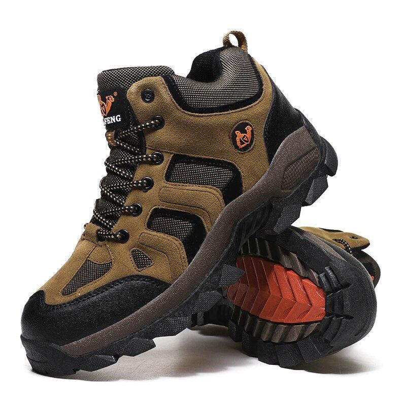 Bottes d'hiver pour hommes, chaudes, en cuir, pour la neige, la randonnée, la chasse, le travail, montantes, pour l'extérieur, antidérapantes, respirantes, à lacets pour hommes