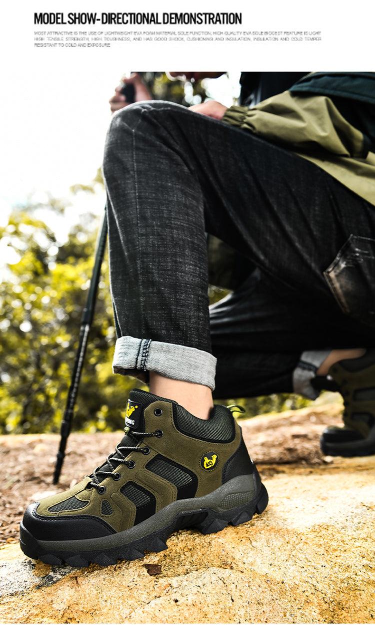 Bottes d'hiver pour hommes, chaudes, en cuir, pour la neige, la randonnée, la chasse, le travail, montantes, pour l'extérieur, antidérapantes, respirantes, à lacets pour hommes
