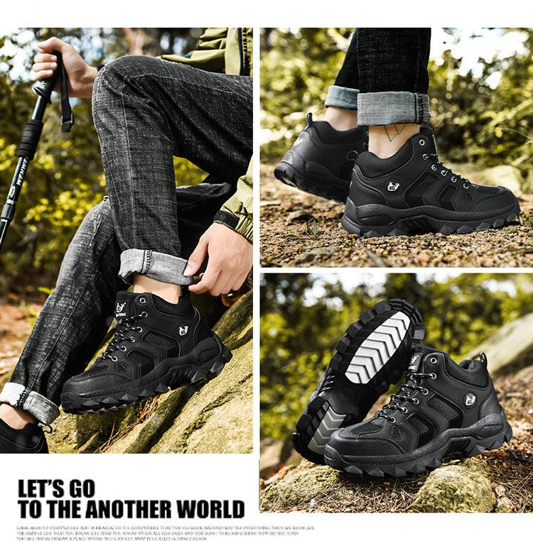 Bottes d'hiver pour hommes, chaudes, en cuir, pour la neige, la randonnée, la chasse, le travail, montantes, pour l'extérieur, antidérapantes, respirantes, à lacets pour hommes