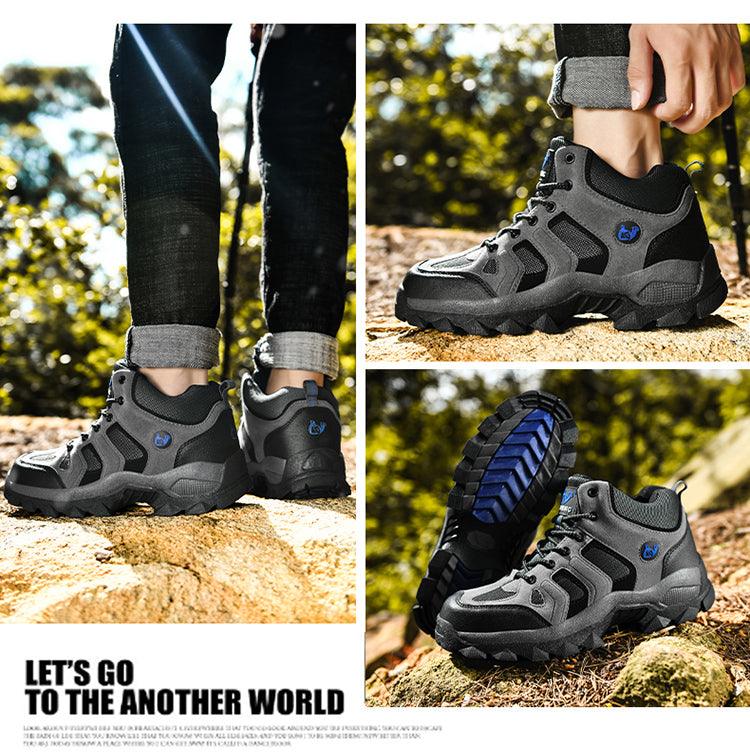 Bottes d'hiver pour hommes, chaudes, en cuir, pour la neige, la randonnée, la chasse, le travail, montantes, pour l'extérieur, antidérapantes, respirantes, à lacets pour hommes