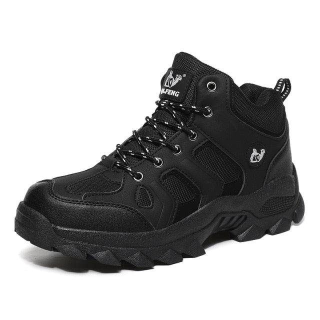 Bottes d'hiver pour hommes, chaudes, en cuir, pour la neige, la randonnée, la chasse, le travail, montantes, pour l'extérieur, antidérapantes, respirantes, à lacets pour hommes
