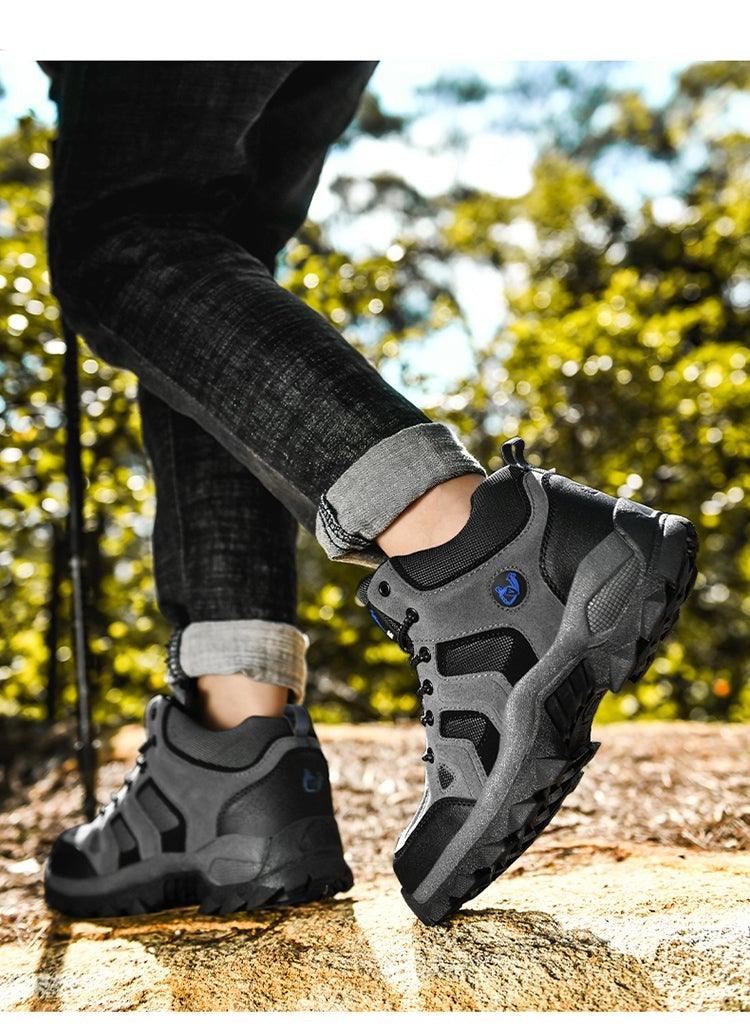 Bottes d'hiver pour hommes, chaudes, en cuir, pour la neige, la randonnée, la chasse, le travail, montantes, pour l'extérieur, antidérapantes, respirantes, à lacets pour hommes