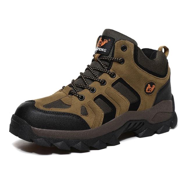 Bottes d'hiver pour hommes, chaudes, en cuir, pour la neige, la randonnée, la chasse, le travail, montantes, pour l'extérieur, antidérapantes, respirantes, à lacets pour hommes