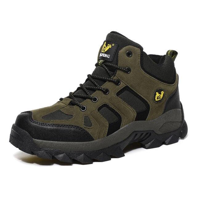 Bottes d'hiver pour hommes, chaudes, en cuir, pour la neige, la randonnée, la chasse, le travail, montantes, pour l'extérieur, antidérapantes, respirantes, à lacets pour hommes