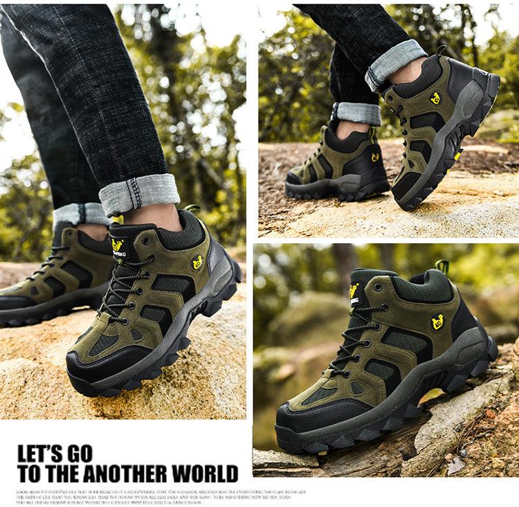 Bottes d'hiver pour hommes, chaudes, en cuir, pour la neige, la randonnée, la chasse, le travail, montantes, pour l'extérieur, antidérapantes, respirantes, à lacets pour hommes