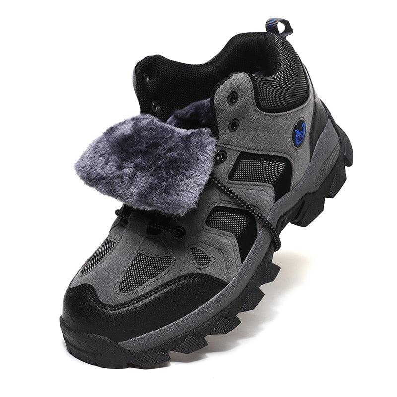 Bottes d'hiver pour hommes, chaudes, en cuir, pour la neige, la randonnée, la chasse, le travail, montantes, pour l'extérieur, antidérapantes, respirantes, à lacets pour hommes