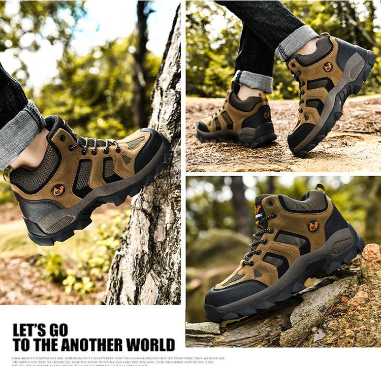 Bottes d'hiver pour hommes, chaudes, en cuir, pour la neige, la randonnée, la chasse, le travail, montantes, pour l'extérieur, antidérapantes, respirantes, à lacets pour hommes