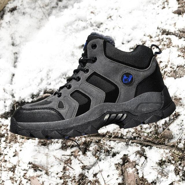 Bottes d'hiver pour hommes, chaudes, en cuir, pour la neige, la randonnée, la chasse, le travail, montantes, pour l'extérieur, antidérapantes, respirantes, à lacets pour hommes