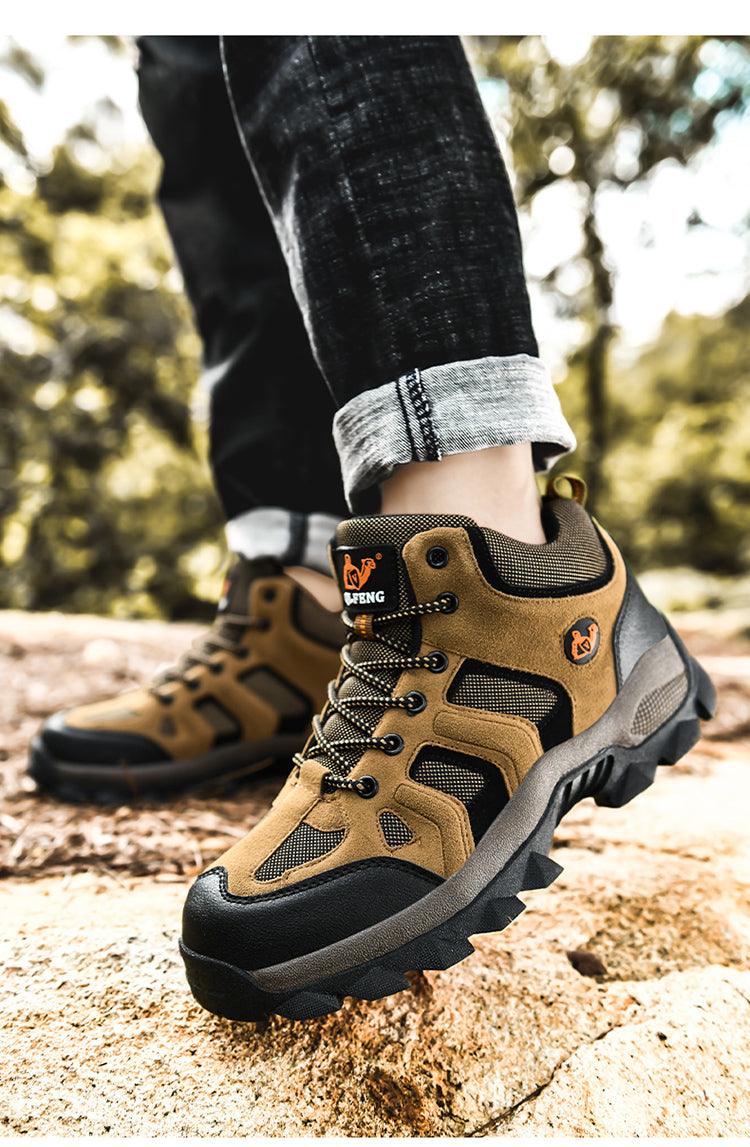 Bottes d'hiver pour hommes, chaudes, en cuir, pour la neige, la randonnée, la chasse, le travail, montantes, pour l'extérieur, antidérapantes, respirantes, à lacets pour hommes