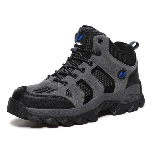 Bottes d'hiver pour hommes, chaudes, en cuir, pour la neige, la randonnée, la chasse, le travail, montantes, pour l'extérieur, antidérapantes, respirantes, à lacets pour hommes