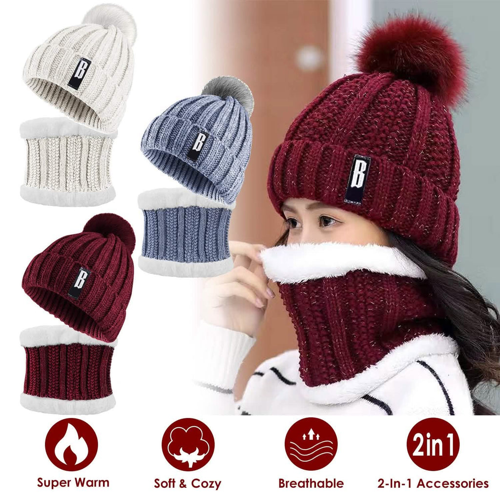 Ensemble bonnet écharpe d'hiver pour femmes