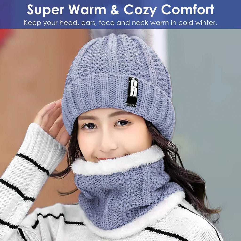 Ensemble bonnet écharpe d'hiver pour femmes
