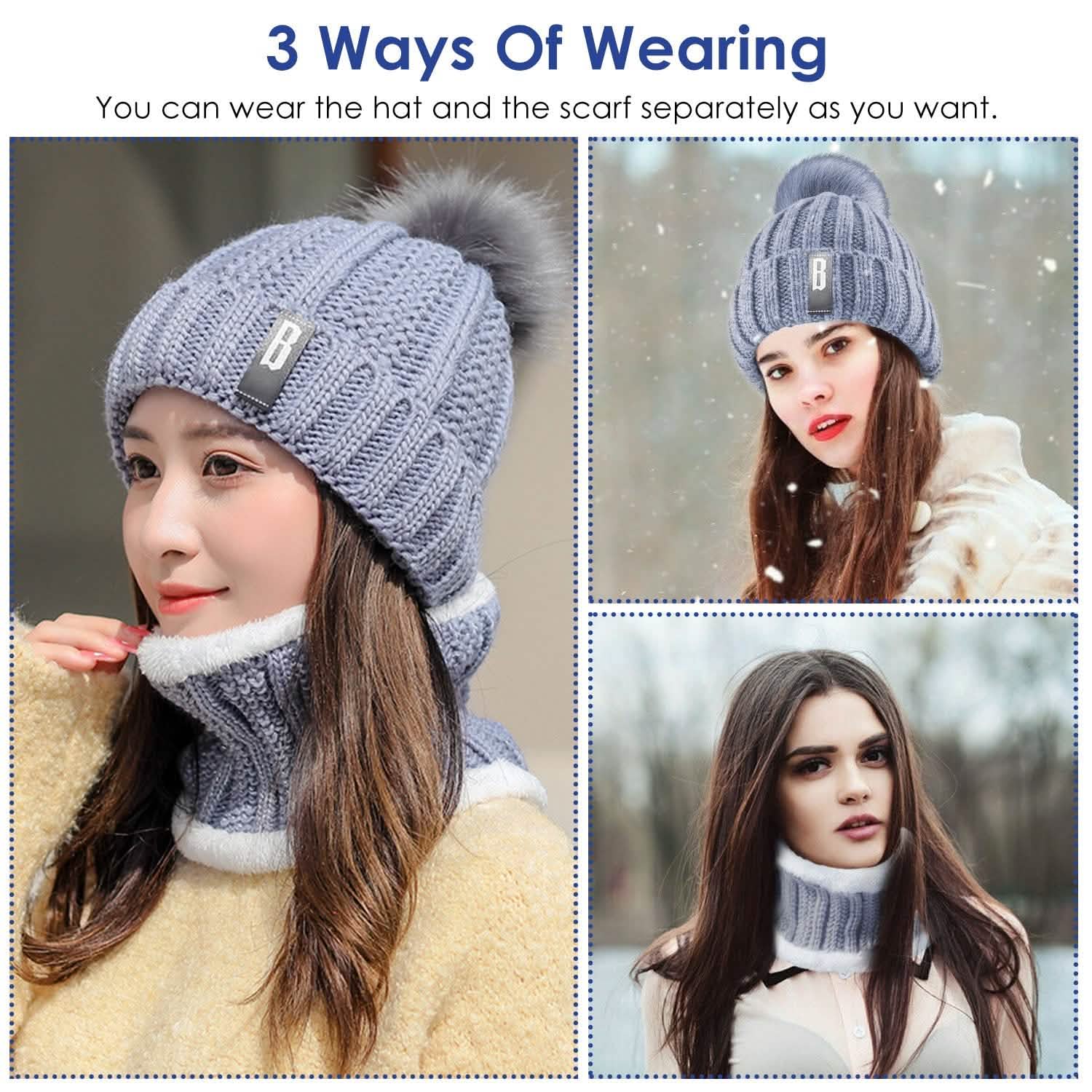 Ensemble bonnet écharpe d'hiver pour femmes