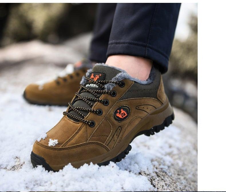 Chaussures de randonnée d'hiver pour couple, chaudes pour hommes, légères, antidérapantes, basses, pour la marche, le trekking, l'escalade et la course par temps froid.