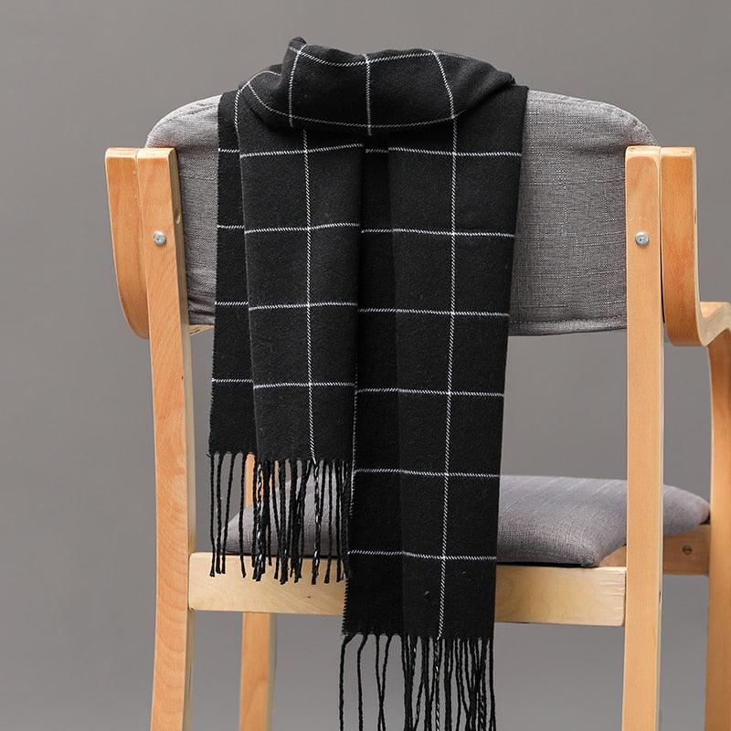 Écharpe Plaid Douce d'Hiver pour Extérieur, Châle Unisexe, Foulards Chauds et Légers, Écharpe Élégante en Cachemire, Hijab, Écharpe Stylée avec Glands pour Femmes et Hommes 185*35cm