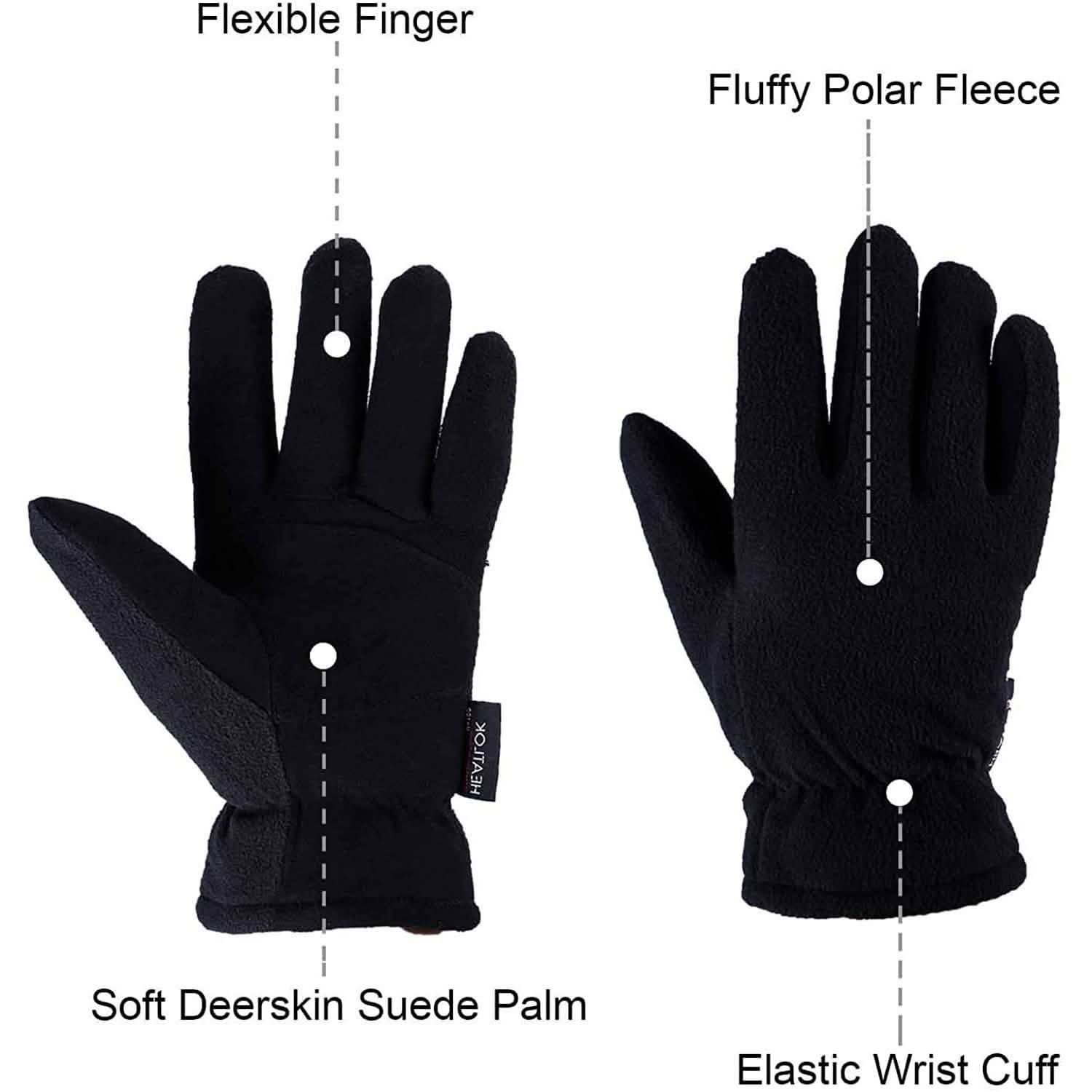 Gants d'hiver en peau de daim paume en cuir suédé -20°F gants de travail anti-froid