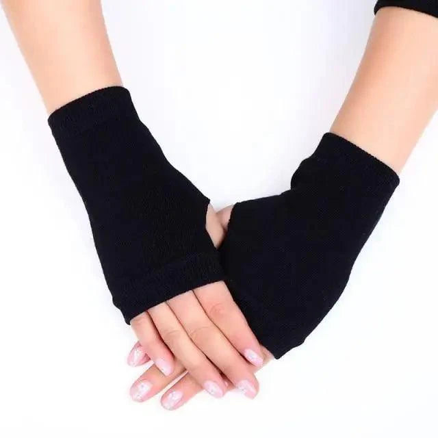 Gants d'hiver pour femme – Mitaines sans doigts pour femme – Gants d'hiver chauds pour femme – Chauffe-mains et poignets pour femme – Gants d'hiver mignons en laine tricotée de couleur unie