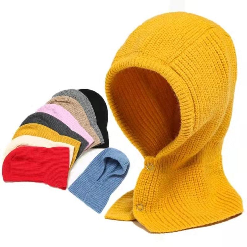 Bonnet d'hiver Skullies Bonnets Chapeaux Hommes Femmes Écharpe Chaude Respirante Capuche Tricotée Casquettes Cagoule Masque Gorras Bonnet Tricoté Capuche Visage Cache-col à Cordon Doux Cagoule Pull Bonnet Tricoté pour Adultes Hommes Femmes Bonnets de Ski