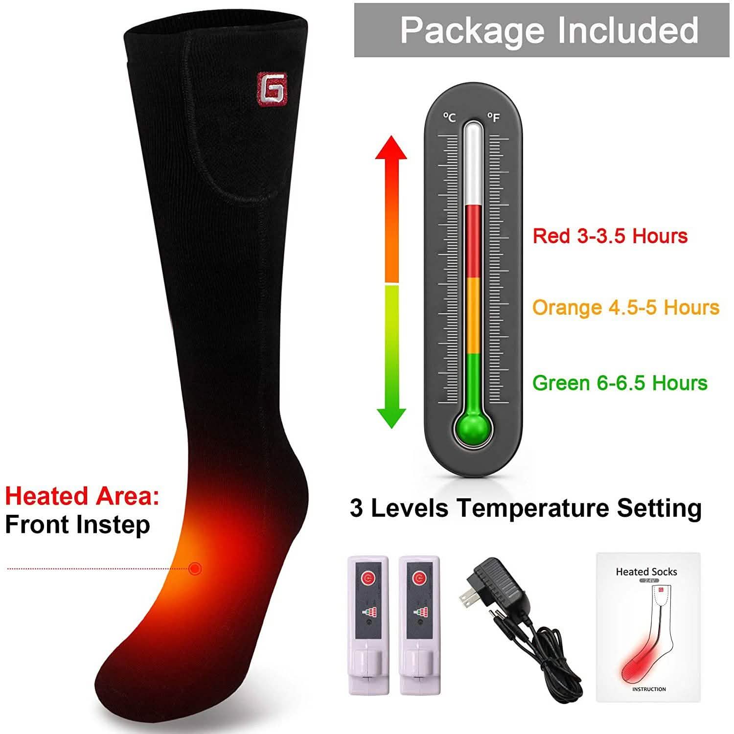 Chaussettes chauffantes d'hiver pour hommes et femmes - Kit chaussettes chauffantes électriques à batterie