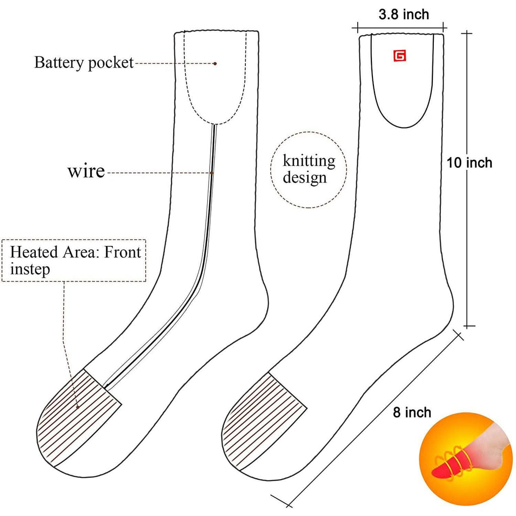 Chaussettes chauffantes d'hiver pour hommes et femmes - Kit chaussettes chauffantes électriques à batterie