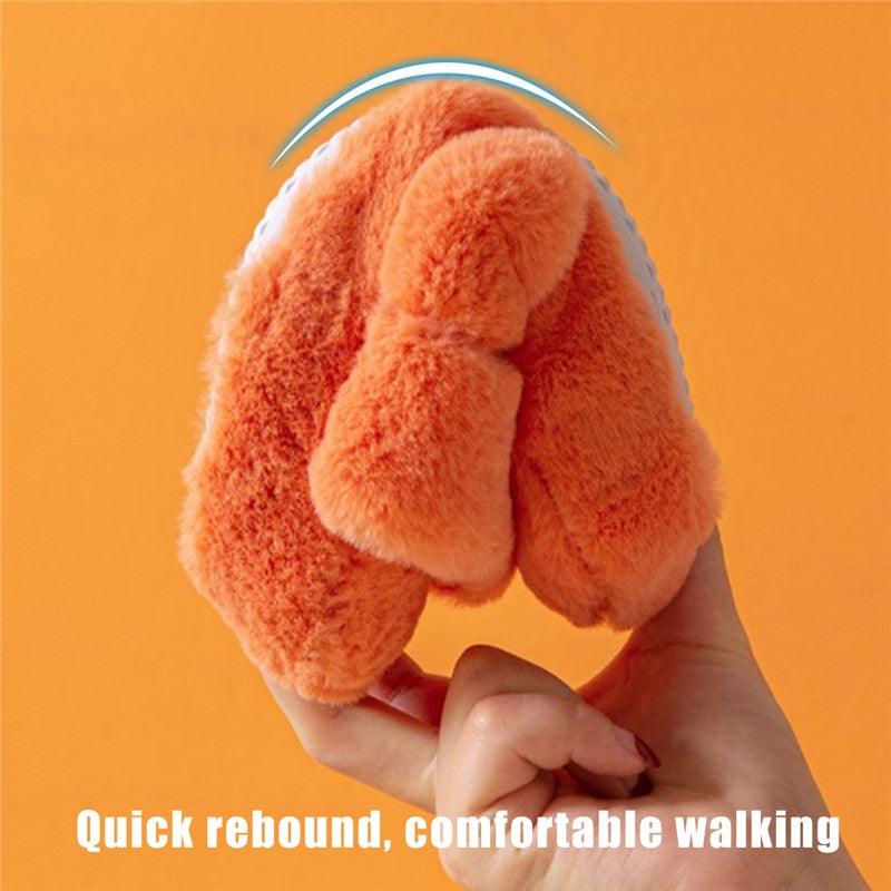 Pantoufles d'hiver pour femmes en peluche, tongs moelleuses, chaussures chaudes à semelle épaisse et douce pour l'intérieur, chaussons à fourrure pour femmes, chaussons fantaisie à bout ouvert en peluche