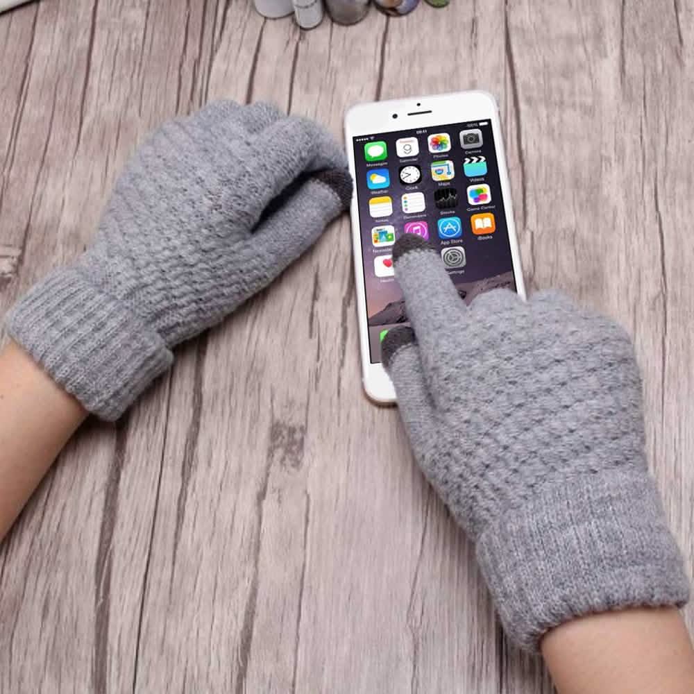 Gants d'hiver tricotés compatibles avec les écrans tactiles